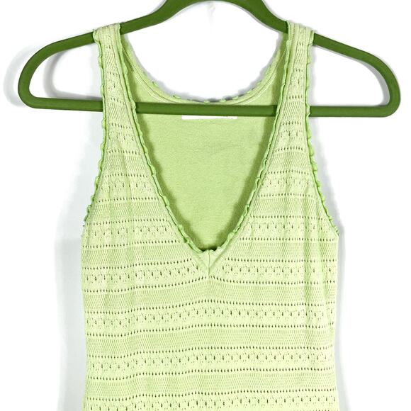 Amanda Uprichard Lainey Dress Green Knit V-Neck Crochet Sleeveless Midi Sz S - Picture 10 of 16